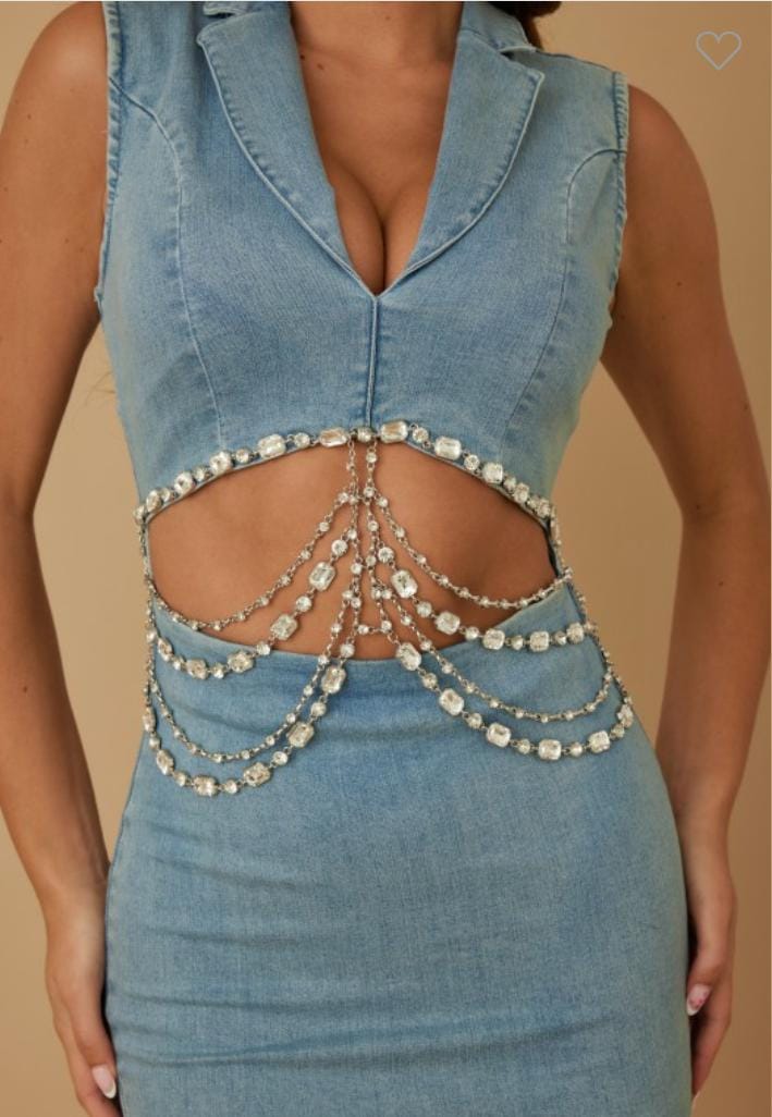 Denim Glam Dress – Elegancia Atrevida